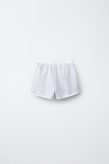 BERMUDA EN MOLLETON VARSITY - Gris chiné de Zara - Image 1