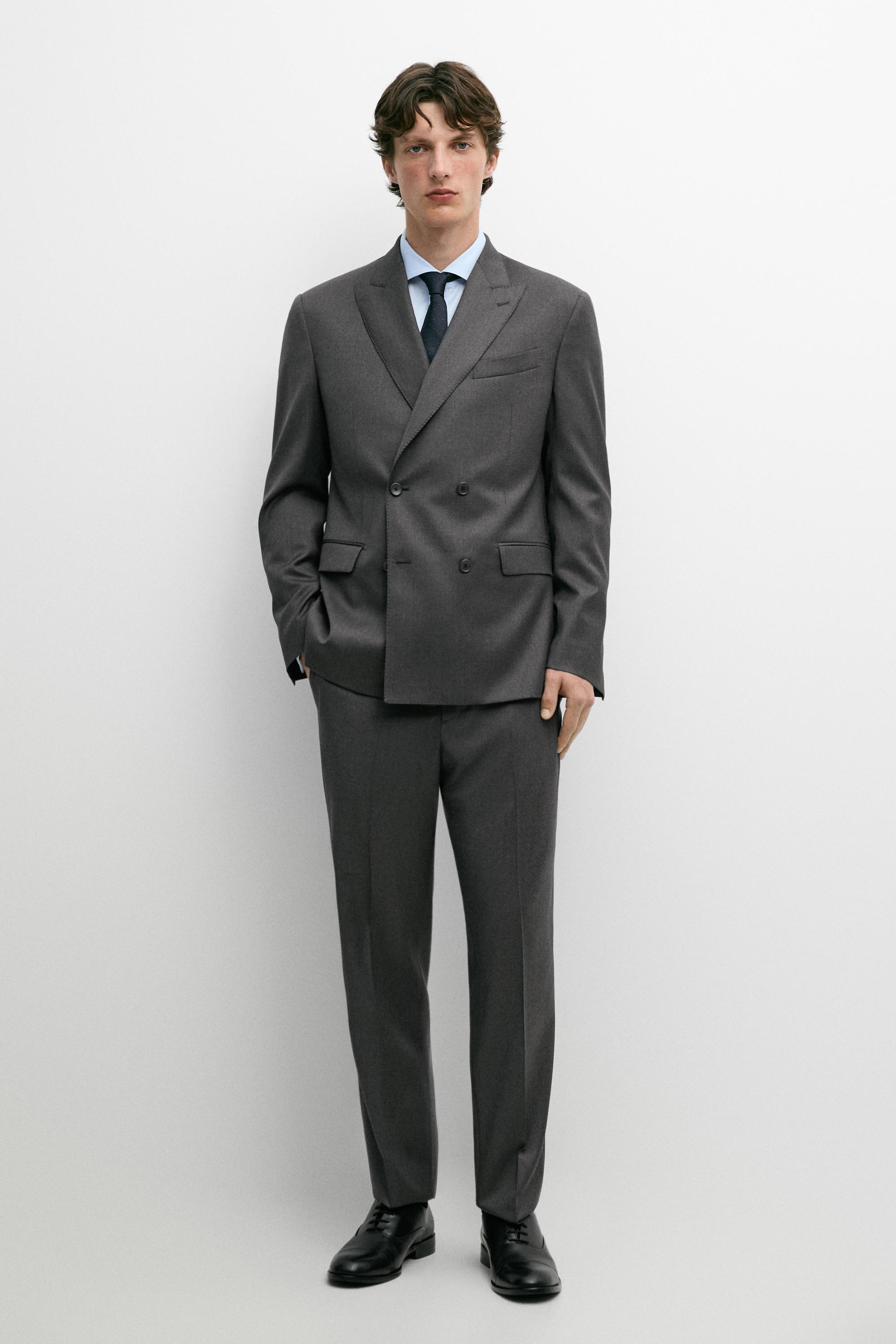 Blazer de costume croisé 100 % laine froide