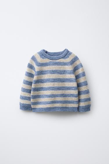 JERSEY CON LANA Y CASHMERE RAYAS - Azul vigoré de Zara - Imagen 0