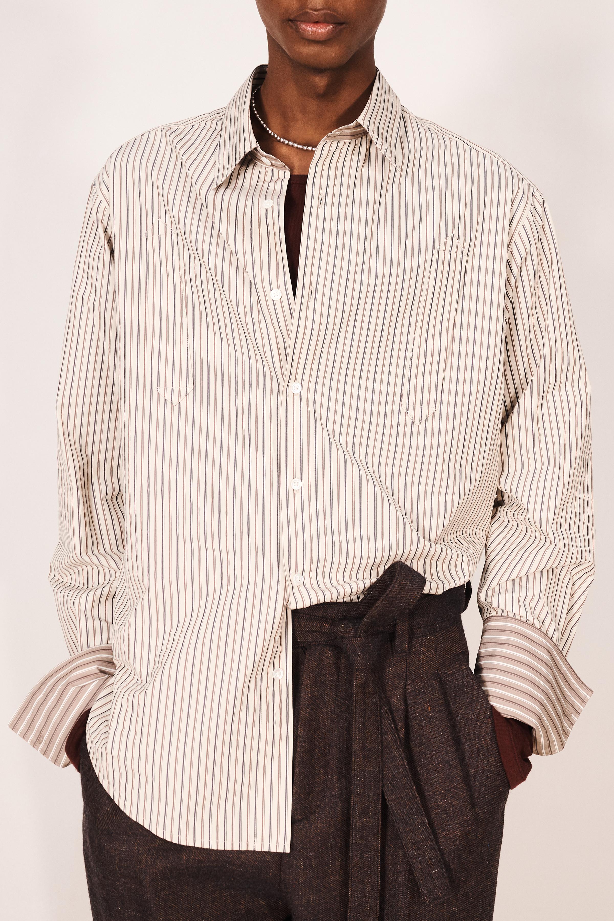 RELAXED-FIT COMBINED STRIPE SHIRT