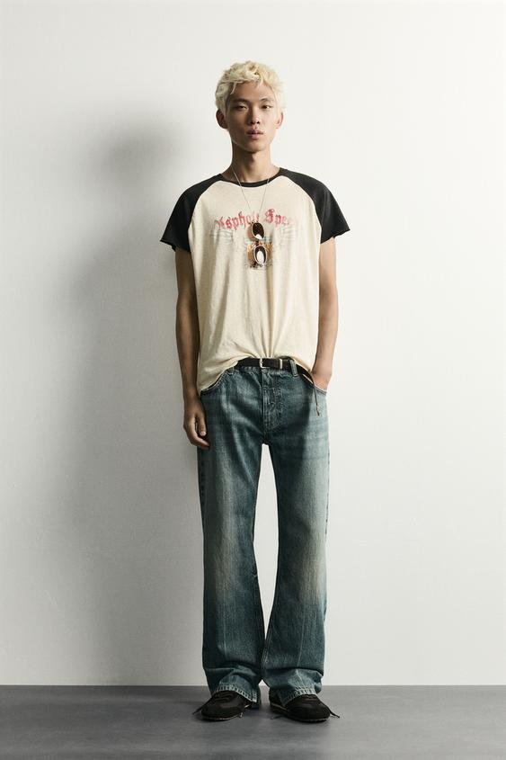 WASHED COLOUR BLOCK PRINT T-SHIRT - Oyster-white by Zara - Image 0