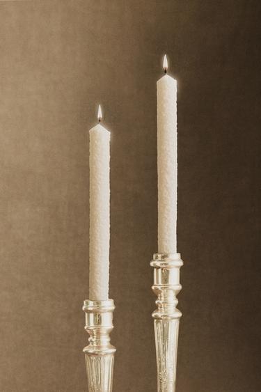 PACK OF DECORATIVE SNOW CHRISTMAS CANDLES (PACK OF 3) - White by Zara - Image 4