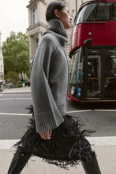 PULL OVERSIZE EN MAILLE À COL MONTANT - Gris de Zara - Image 1