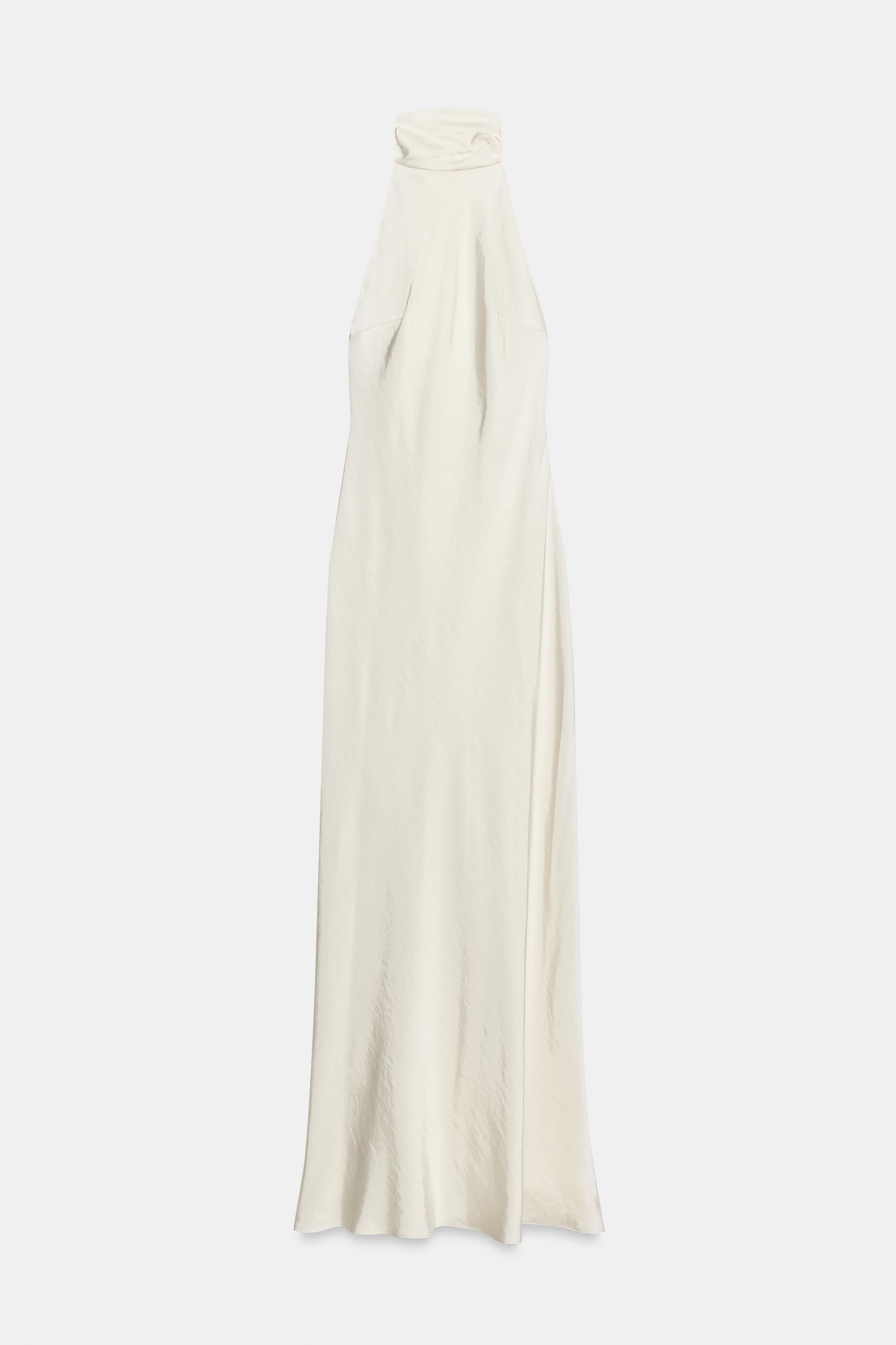 SATIN TIE-DETAIL MAXI DRESS