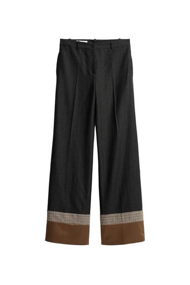 Zaras RANDIGA BYXOR MED KONTRASTNEDERKANT LIMITED EDITION - Svart