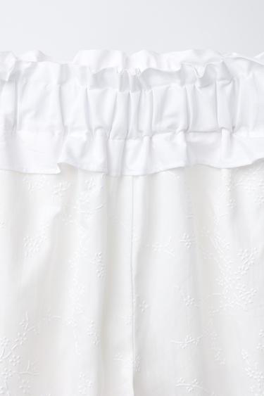 PANTALON VOLANT ET BRODERIES - Blanc de Zara - Image 2
