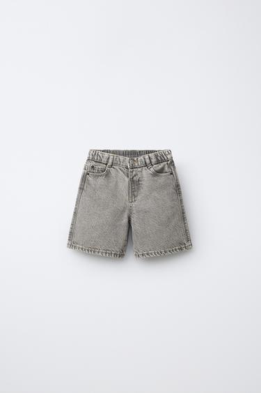 BERMUDA DENIM ACID WASH - Gris de Zara