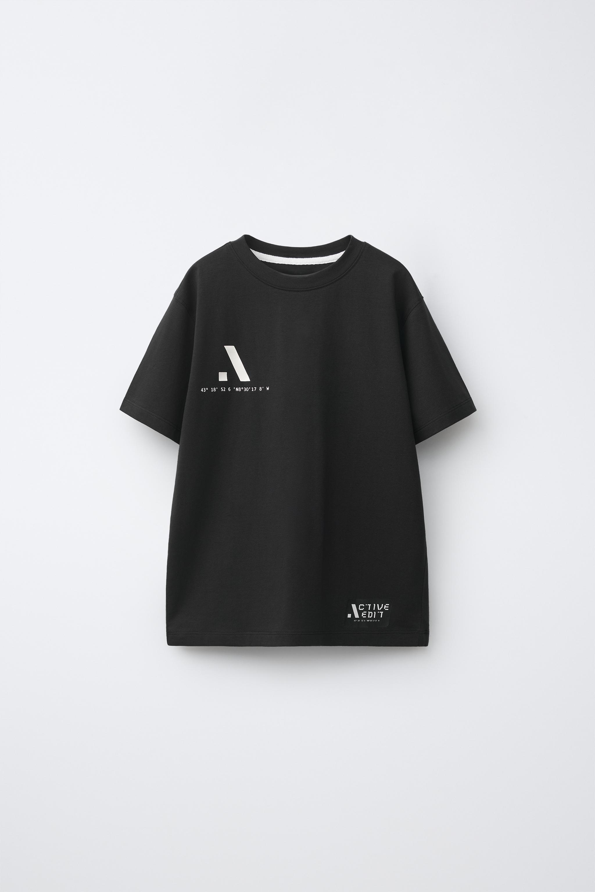 achan　0710 SPORTY PRINT T-SHIRT - Black | ZARA South Africa