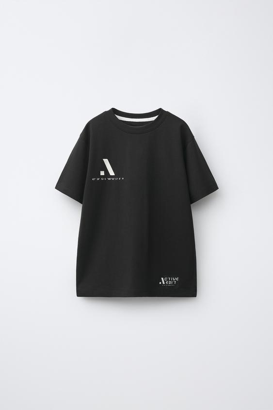SPORTY PRINT T-SHIRT - Black by Zara - Image 0