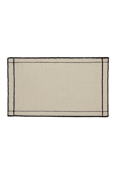 BATH MAT WITH TOPSTITCHED BORDER - Ecru / Black by Zara
