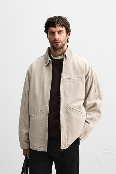 CAZADORA DENIM CUELLO COMBINADO - Rosa tiza de Zara