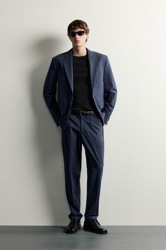 BLAZER TRAJE PATA DE GALLO - Azul de Zara - Imagen 0