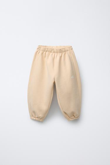 Zara LOGO FLEECE JOGGER PANTS - Butter