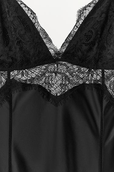BODY SATINÉ AVEC DENTELLE - Noir de Zara - Image 5