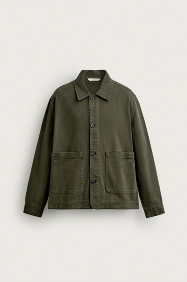 Zara RELAXED FIT POCKET OVERSHIRT - Khaki