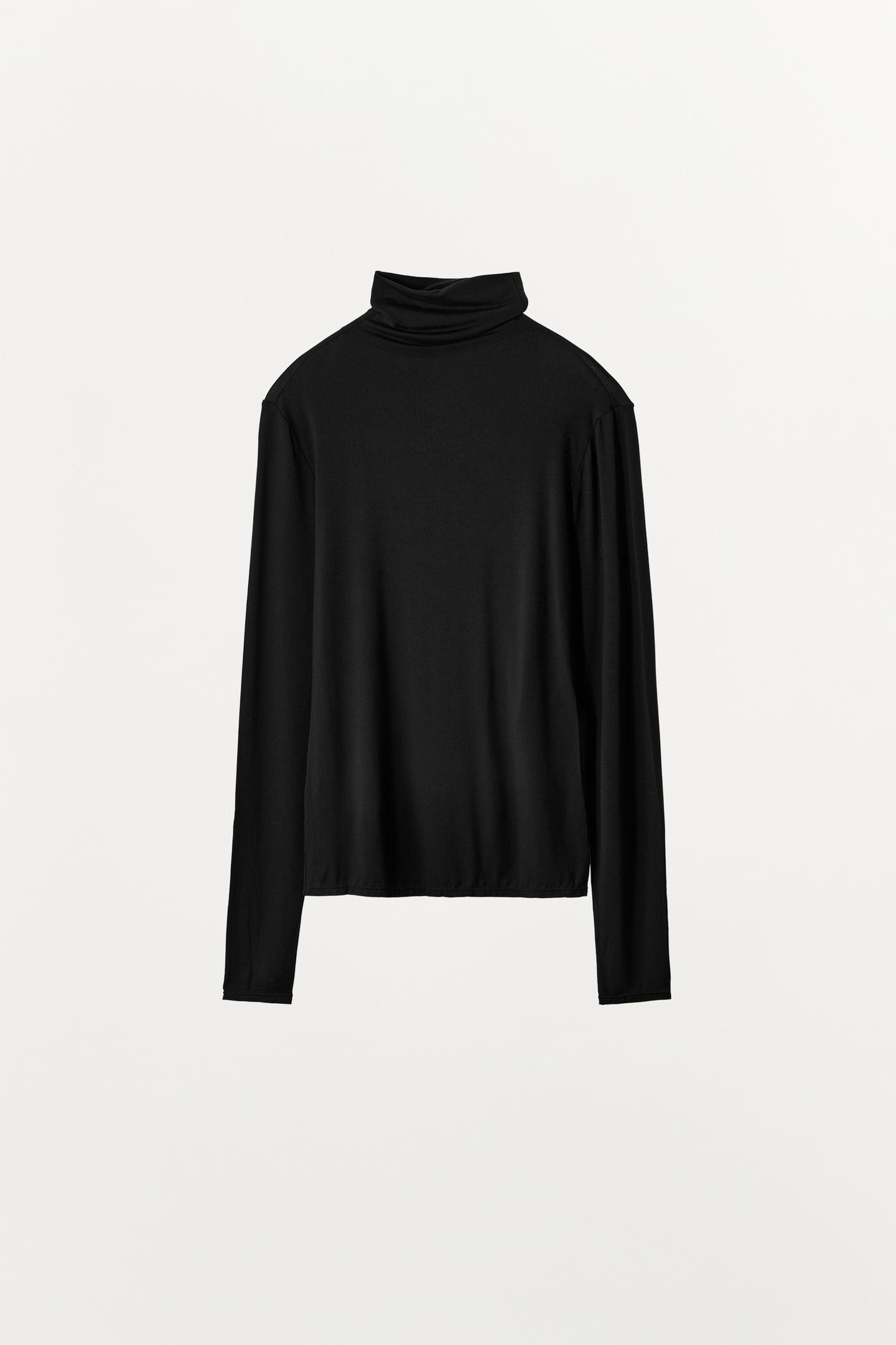 Женская футболка Zara Solid Viscose Blend, цвет: Чёрный — фото 3