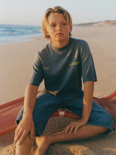 TIE-DYE SLOGAN T-SHIRT - Blue / Grey by Zara