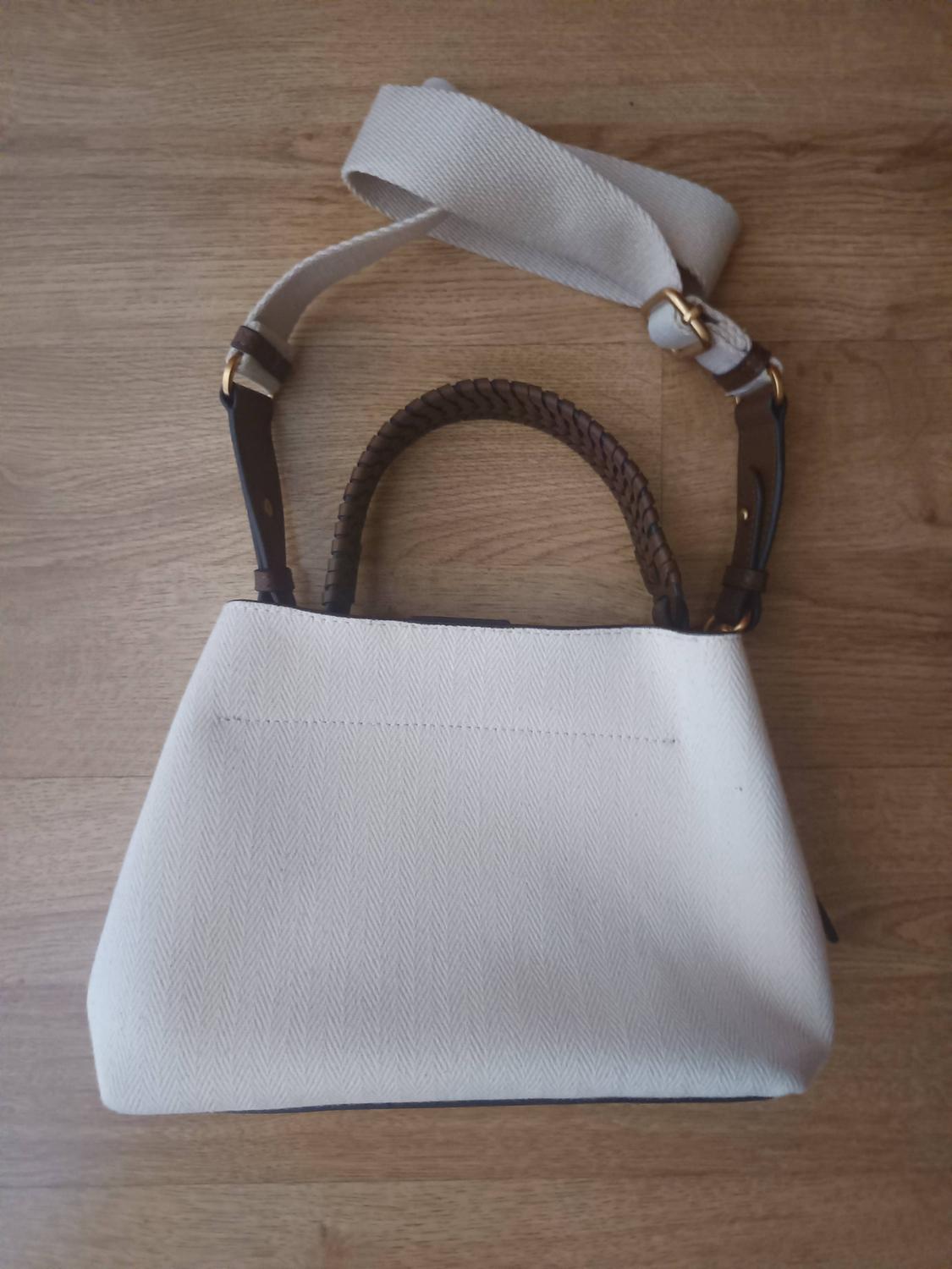 BRAIDED HANDLE CANVAS BUCKET BAG - Image 3