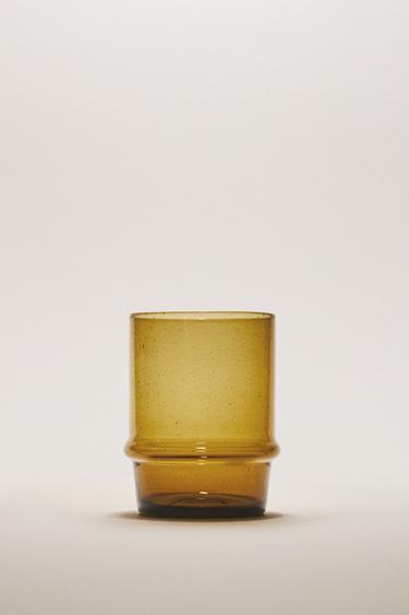 BUBBLE-EFFECT GLASS TUMBLER - Brown / Green by Zara