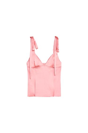 SATIN TOP WITH BOWS