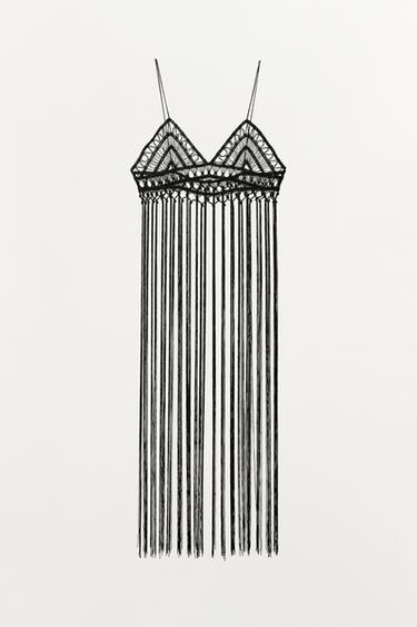 FRINGED CROCHET BRA - Black by Zara - Image 7