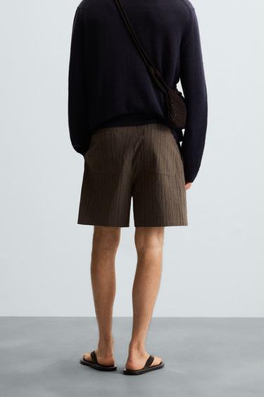 BERMUDA REGULAR FIT RAYURES - Marron de Zara - Image 2