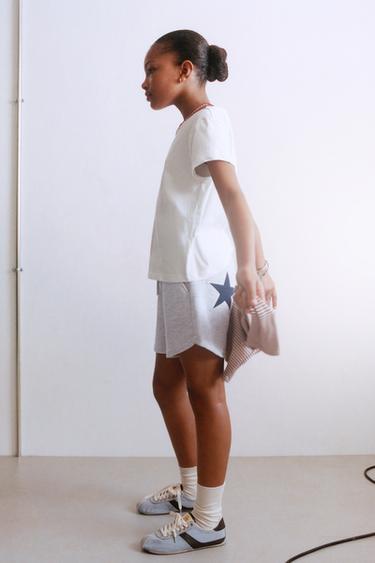 Zara STAR PATCH PLUSH SHORTS - Gray marl