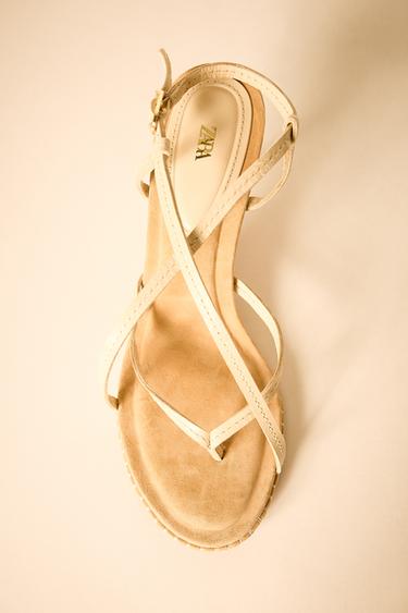 CROSSOVER STRAP SANDALS - Ecru White by Zara