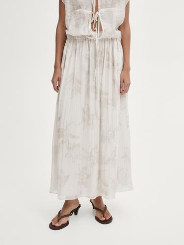 Falda midi estampada con frunces - Crudo de Zara