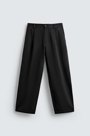 БАВОВНЯНО-ЛІОЦЕЛОВІ ШТАНИ ЗІ СКЛАДКАМИ - Вугільний Zara