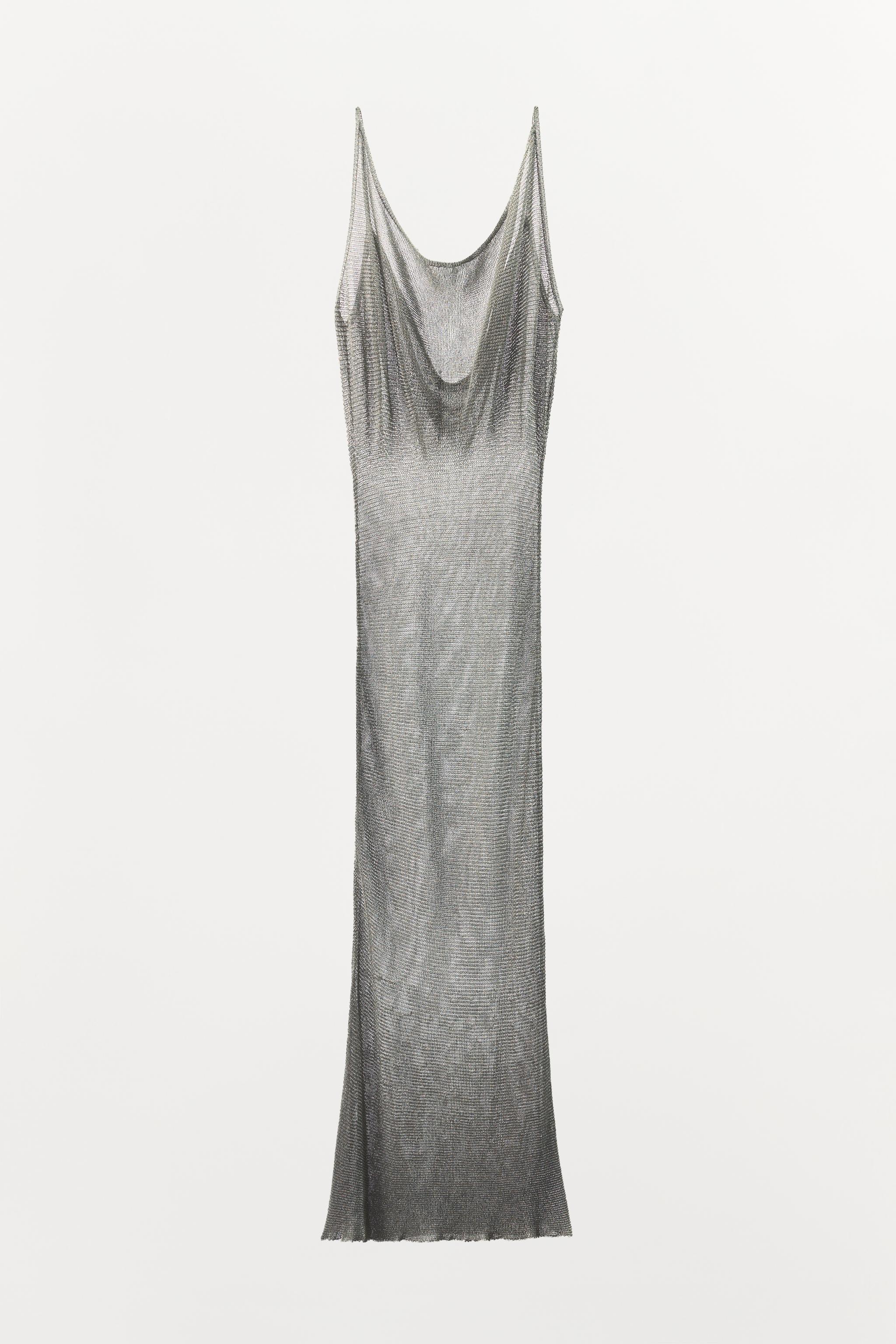 まや METALLIC THREAD MESH DRESS LIMITED EDITION - Silver | ZARA