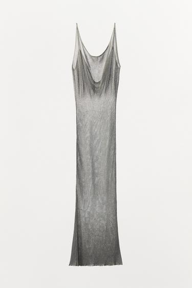 LIMITED EDITION METALLIC THREAD MESH DRESS - Silver by Zara