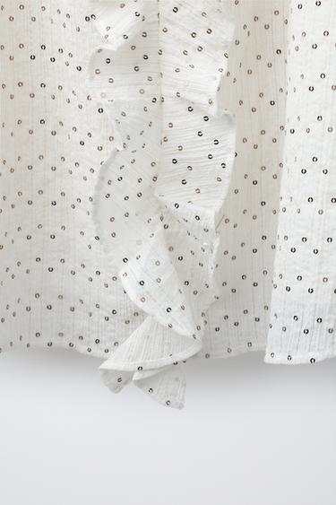 ROBE PAILLETTES VOLANT - Blanc cassé de Zara - Image 3