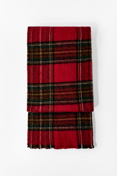 Zara PLAID SCARF - Red