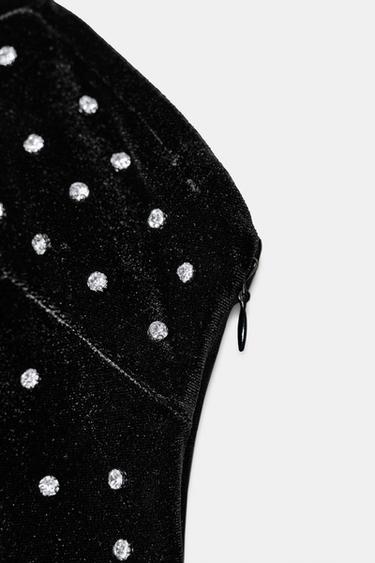 TOP EN VELOURS À BRILLANTS - Noir de Zara - Image 7