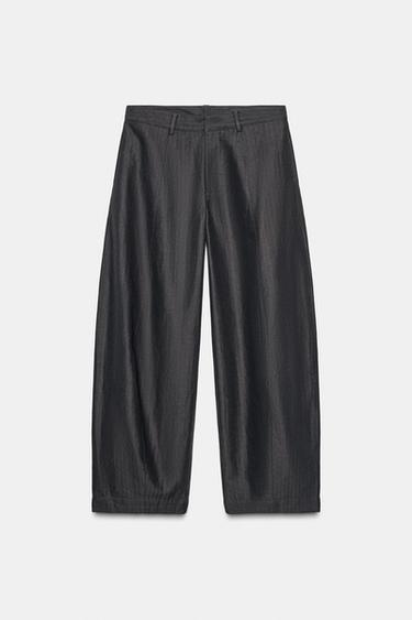PANTALON À RAYURES ZW COLLECTION - Gris chiné de Zara - Image 4