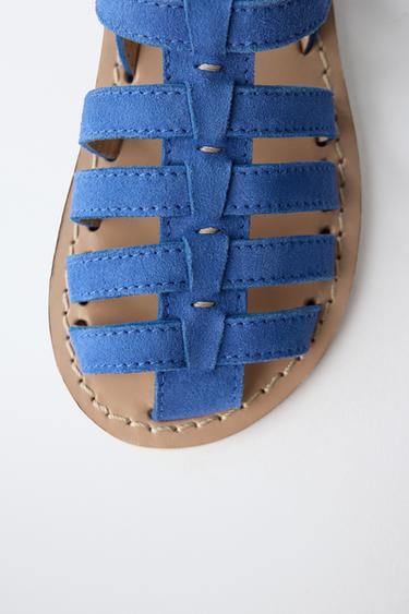 LEATHER CAGE SANDALS - Blue by Zara - Image 6