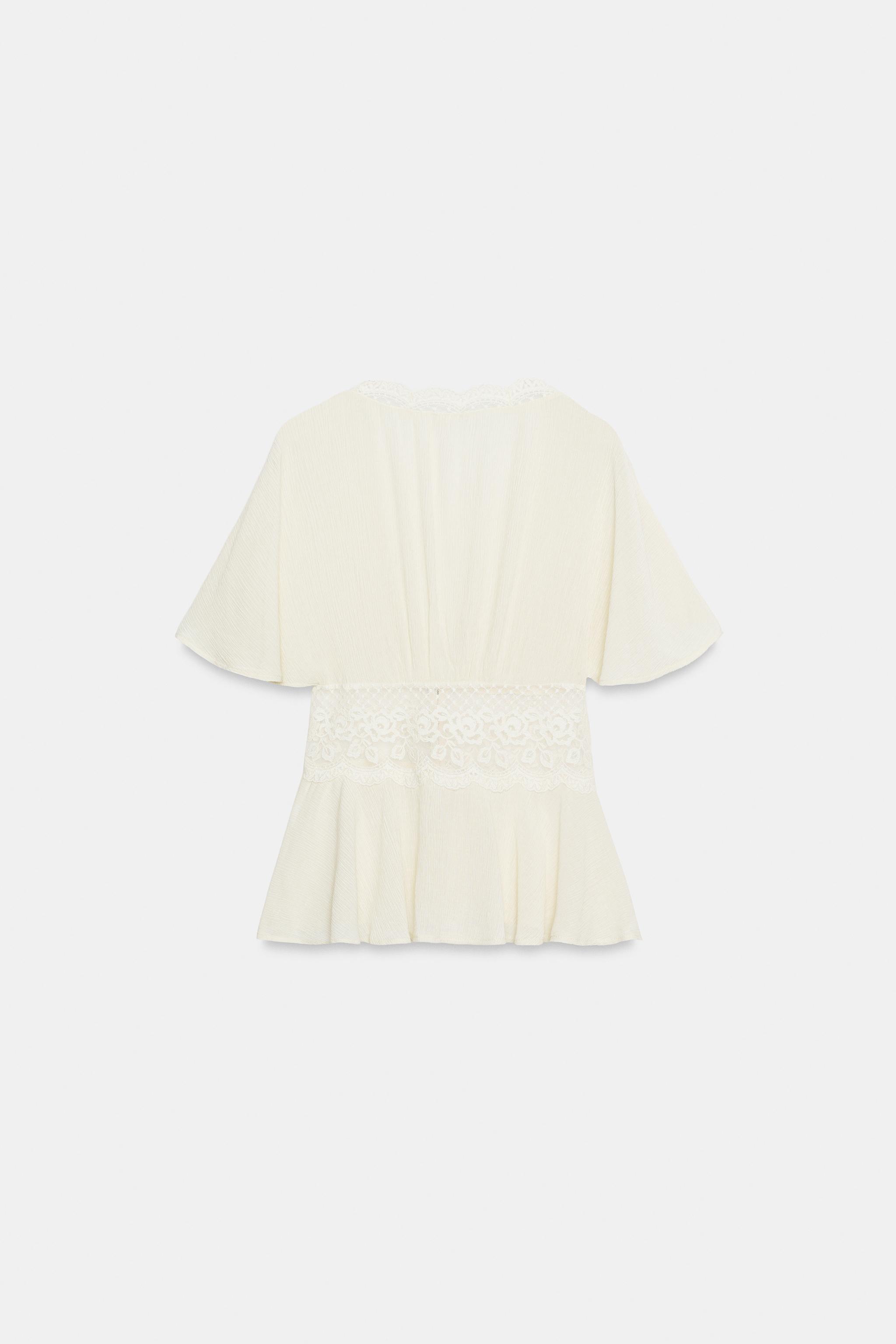 Женские топы Zara LACE COMBINATION TOP — фото 6