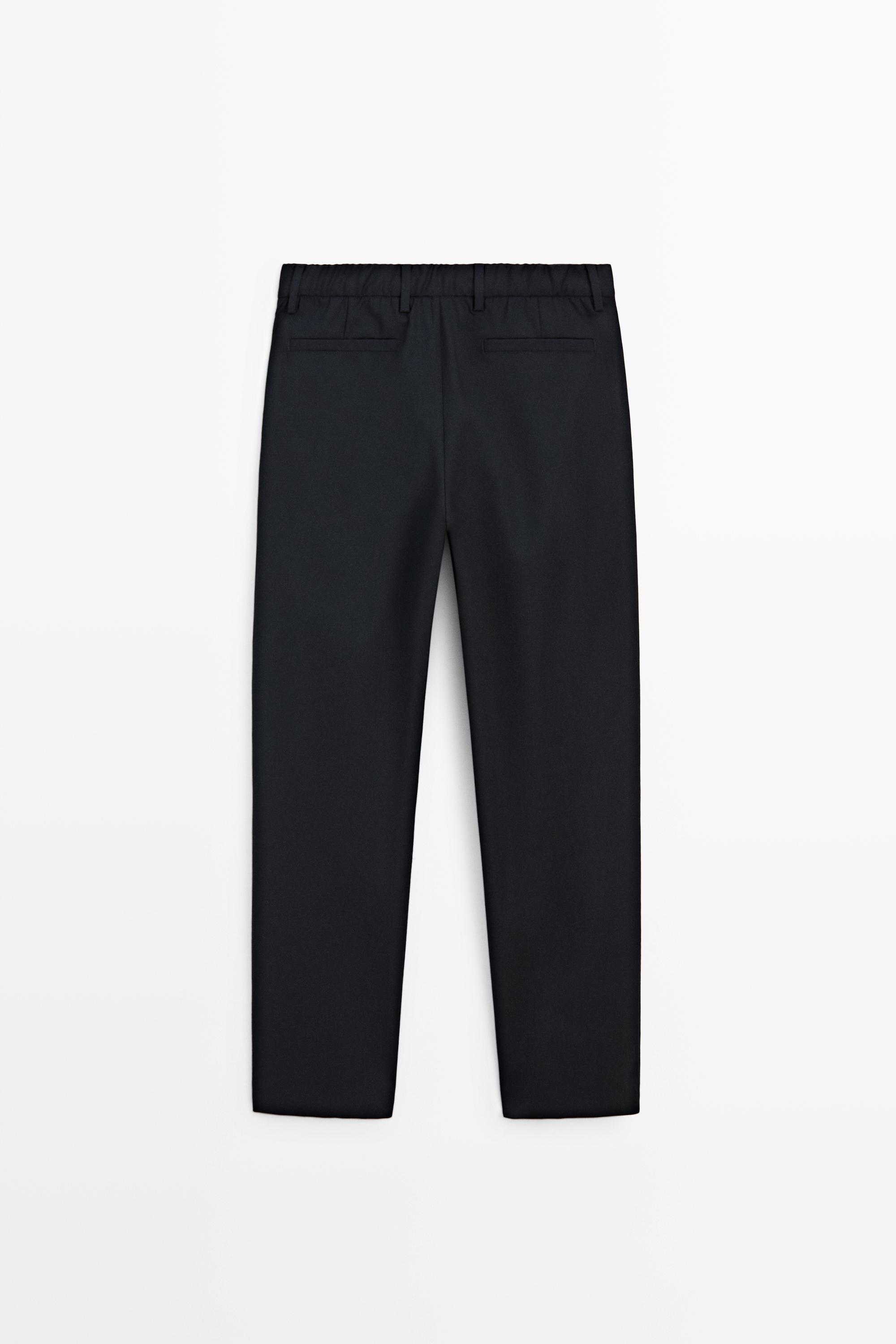 100% cool wool textured pants