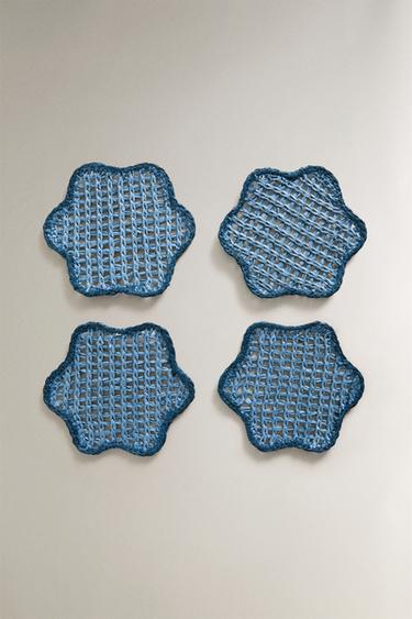 LOT DE SOUS-VERRES EN PAPIER TRESSÉ (LOT DE 4) - Bleu de Zara - Image 0