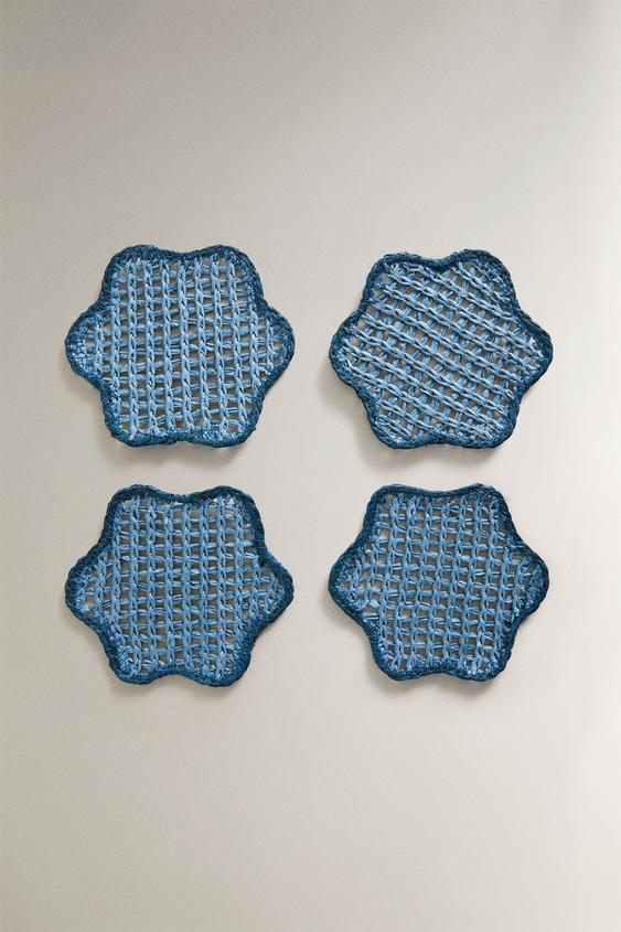 PACK PORTAVASOS PAPEL TRENZADO (PACK DE 4) - Azul de Zara - Imagen 0
