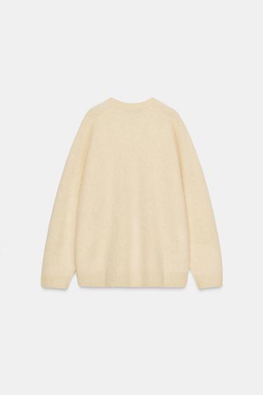 PULL LAINE ET CACHEMIRE EFFET BROSSÉ - Jaune clair de Zara - Image 2