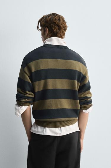 PULL JACQUARD RAYÉ - Bleu marine de Zara - Image 2
