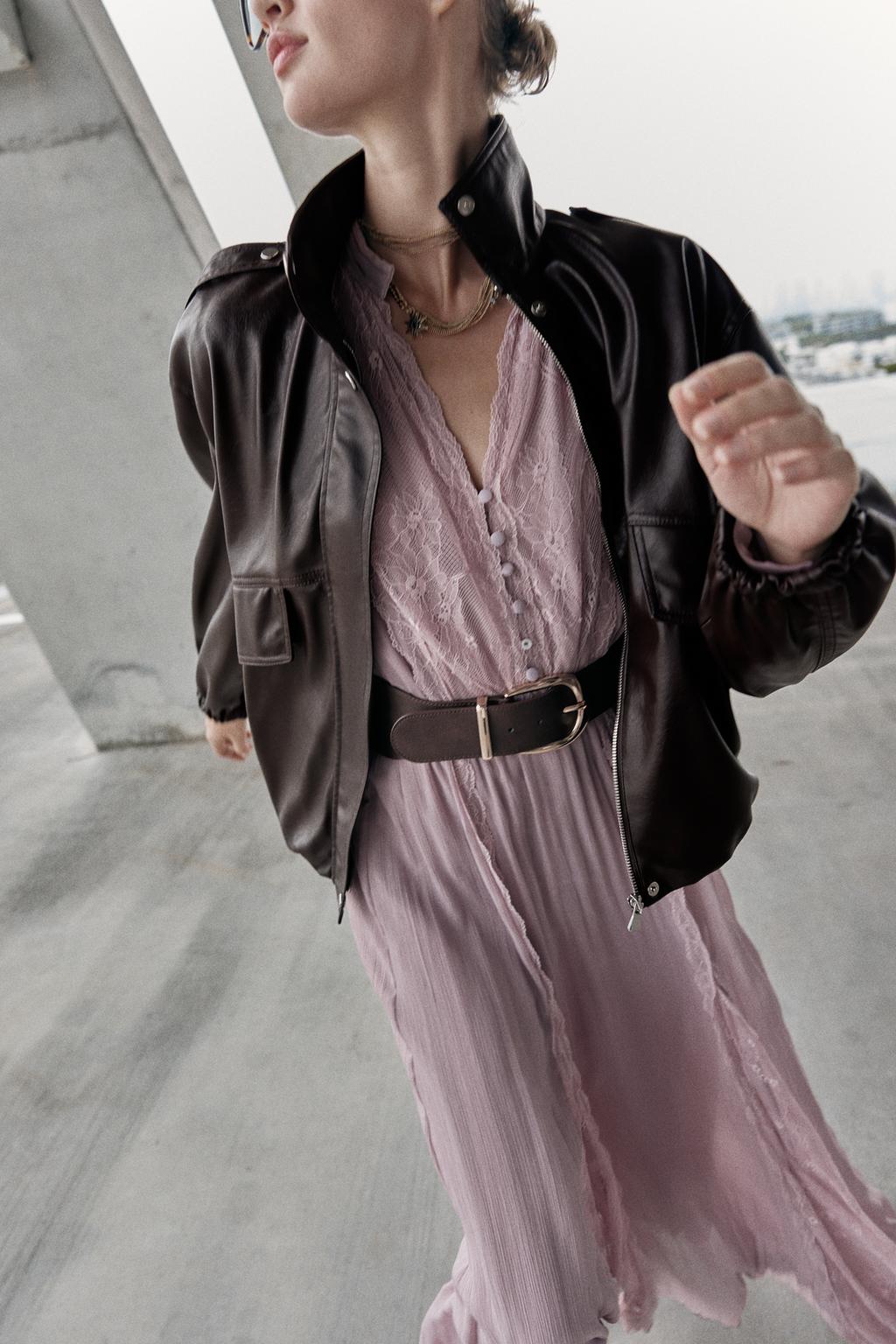 FAUX LEATHER BOMBER JACKET