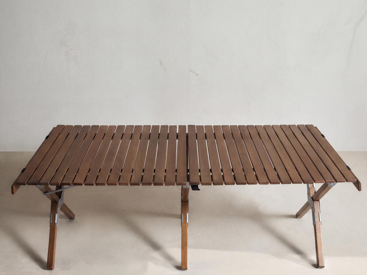 FOLDABLE BEECH WOOD CAMPING TABLE — Brown