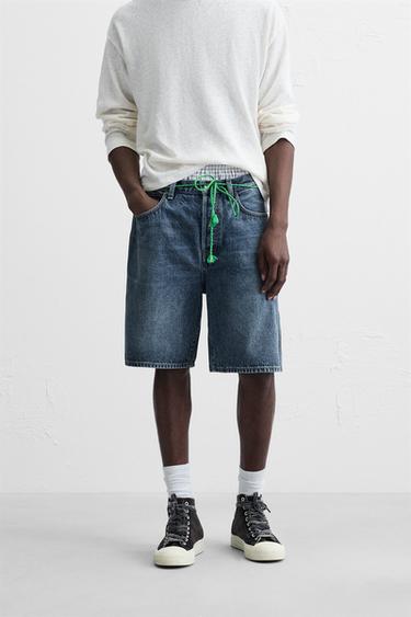 STRAIGHT-LEG DENIM BERMUDA SHORTS - Blue by Zara
