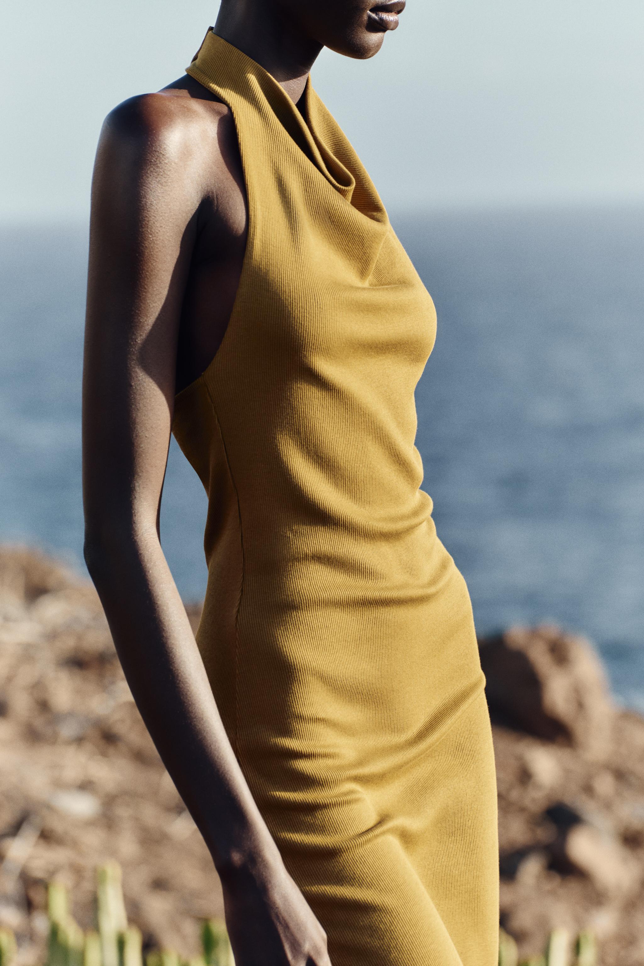 ミディ丈ホルターネックワンピース - ブラック | ZARA Japan / 日本