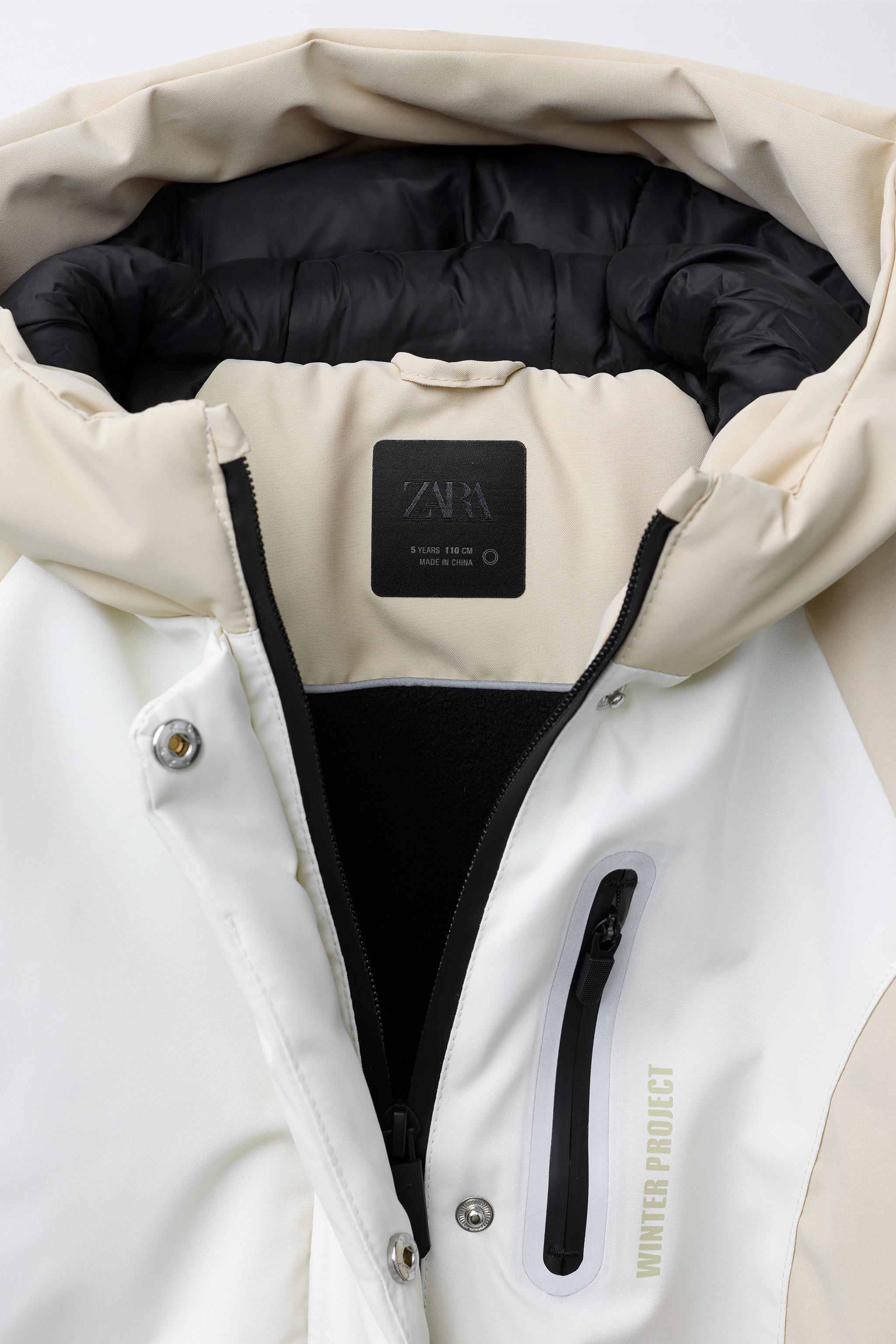 COLOR BLOCK WATER RESISTANT AND WINDPROOF JACKET - Ecru | ZARA