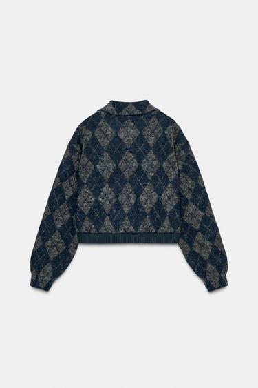VESTE BOMBER EN MAILLE LOSANGES - unique de Zara - Image 7