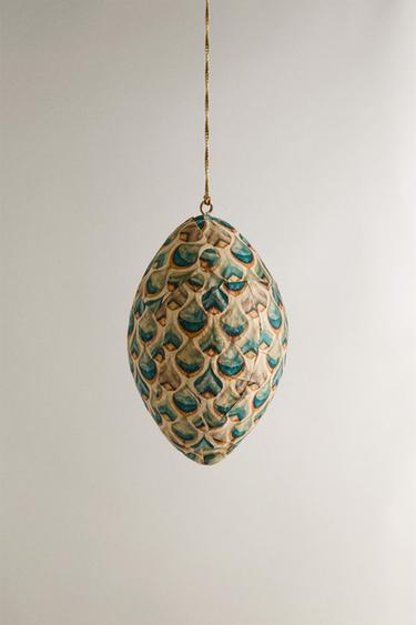 Zara LONG PRINTED BAUBLE CHRISTMAS TREE DECORATION - 裸色